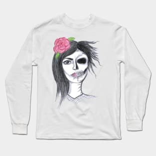 Calavera Beautiful Woman Art Long Sleeve T-Shirt